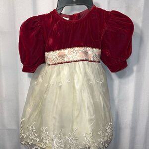 Dimples Of Los Angeles 18M Velvet Burgundy & Cream Dress